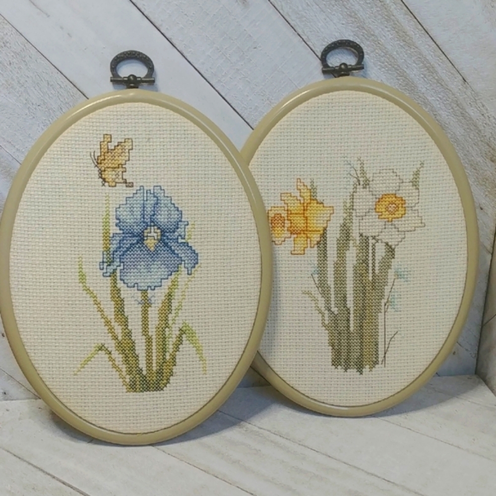 Floral Cross Stitch Wall Art Set